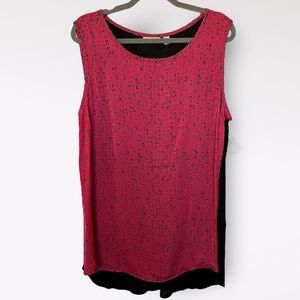 NWT Halogen Pink Black Hi Low Blouse Size XL